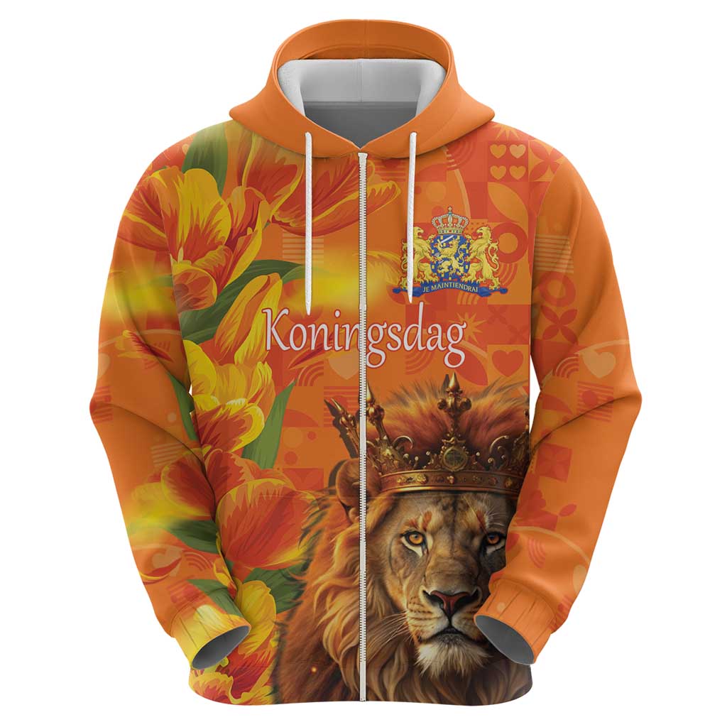 Personalized Netherlands Koningsdag Hoodie 27th April Lion with Orange Tulip