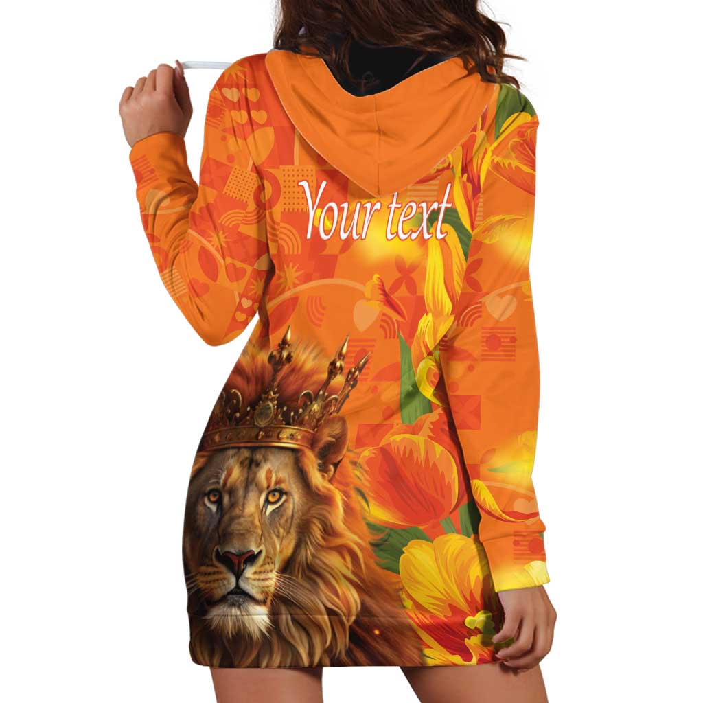 Personalized Netherlands Koningsdag Hoodie Dress 27th April Lion with Orange Tulip