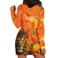 Personalized Netherlands Koningsdag Hoodie Dress 27th April Lion with Orange Tulip