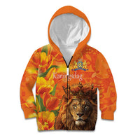 Personalized Netherlands Koningsdag Kid Hoodie 27th April Lion with Orange Tulip