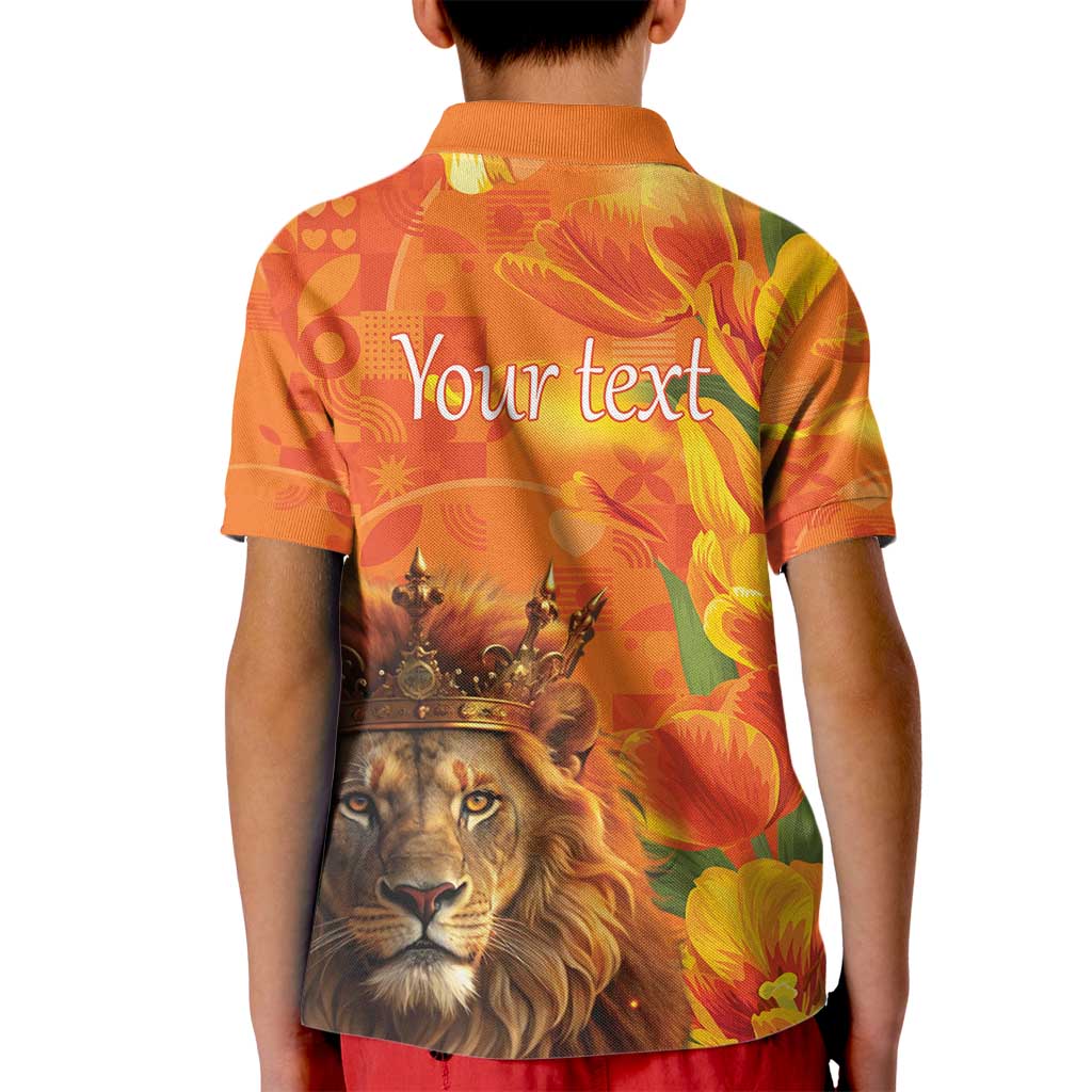 Personalized Netherlands Koningsdag Kid Polo Shirt 27th April Lion with Orange Tulip