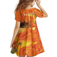 Personalized Netherlands Koningsdag Kid Short Sleeve Dress 27th April Lion with Orange Tulip