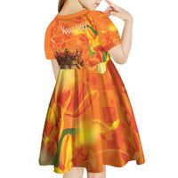 Personalized Netherlands Koningsdag Kid Short Sleeve Dress 27th April Lion with Orange Tulip