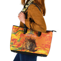 Personalized Netherlands Koningsdag Leather Tote Bag 27th April Lion with Orange Tulip