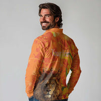 Personalized Netherlands Koningsdag Long Sleeve Polo Shirt 27th April Lion with Orange Tulip