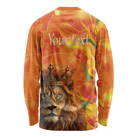 Personalized Netherlands Koningsdag Long Sleeve Shirt 27th April Lion with Orange Tulip