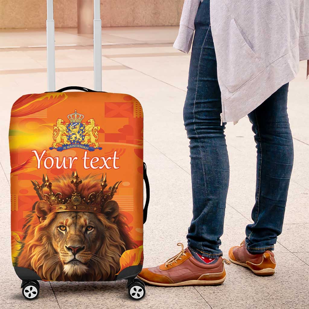 Personalized Netherlands Koningsdag Luggage Cover 27th April Lion with Orange Tulip
