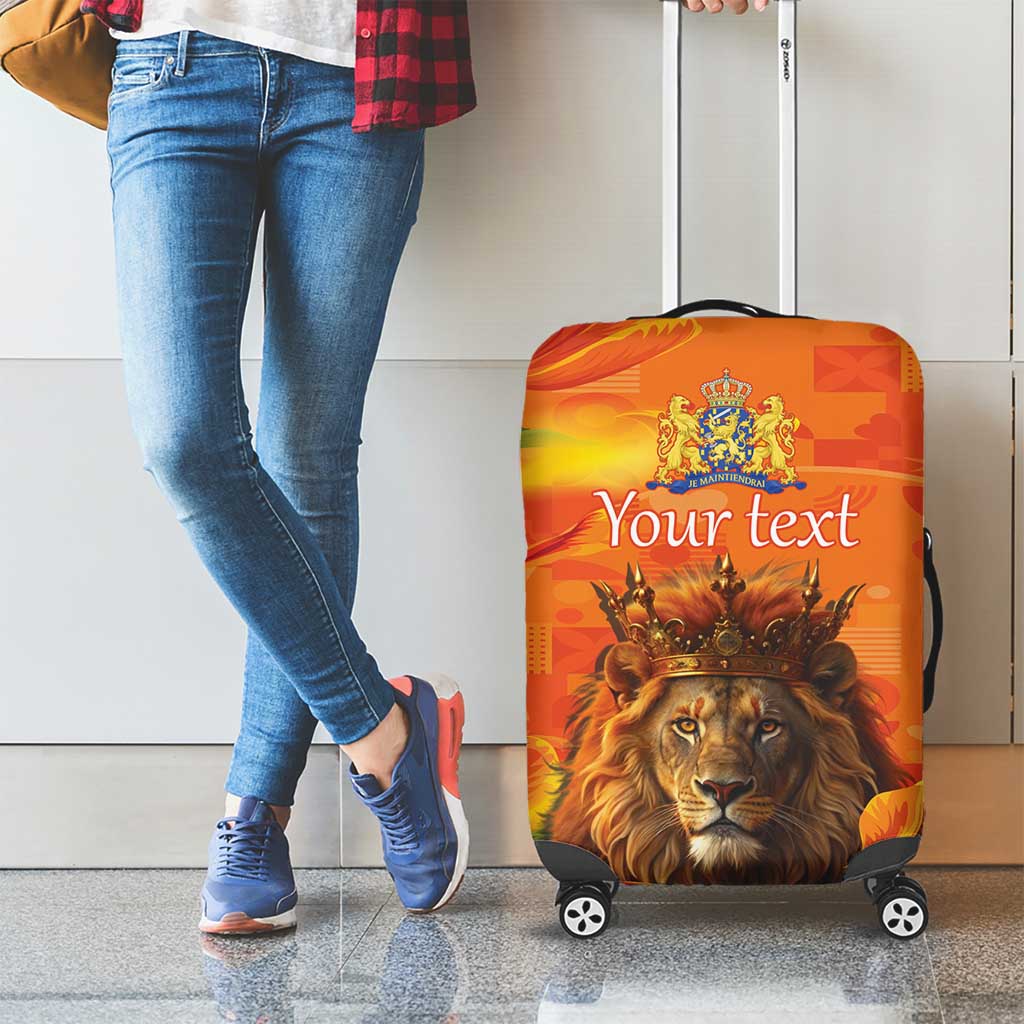 Personalized Netherlands Koningsdag Luggage Cover 27th April Lion with Orange Tulip