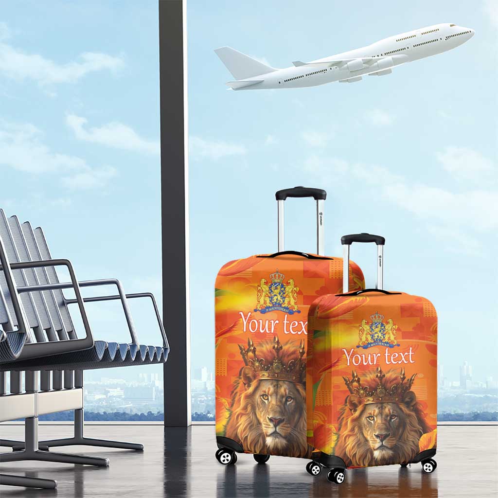 Personalized Netherlands Koningsdag Luggage Cover 27th April Lion with Orange Tulip