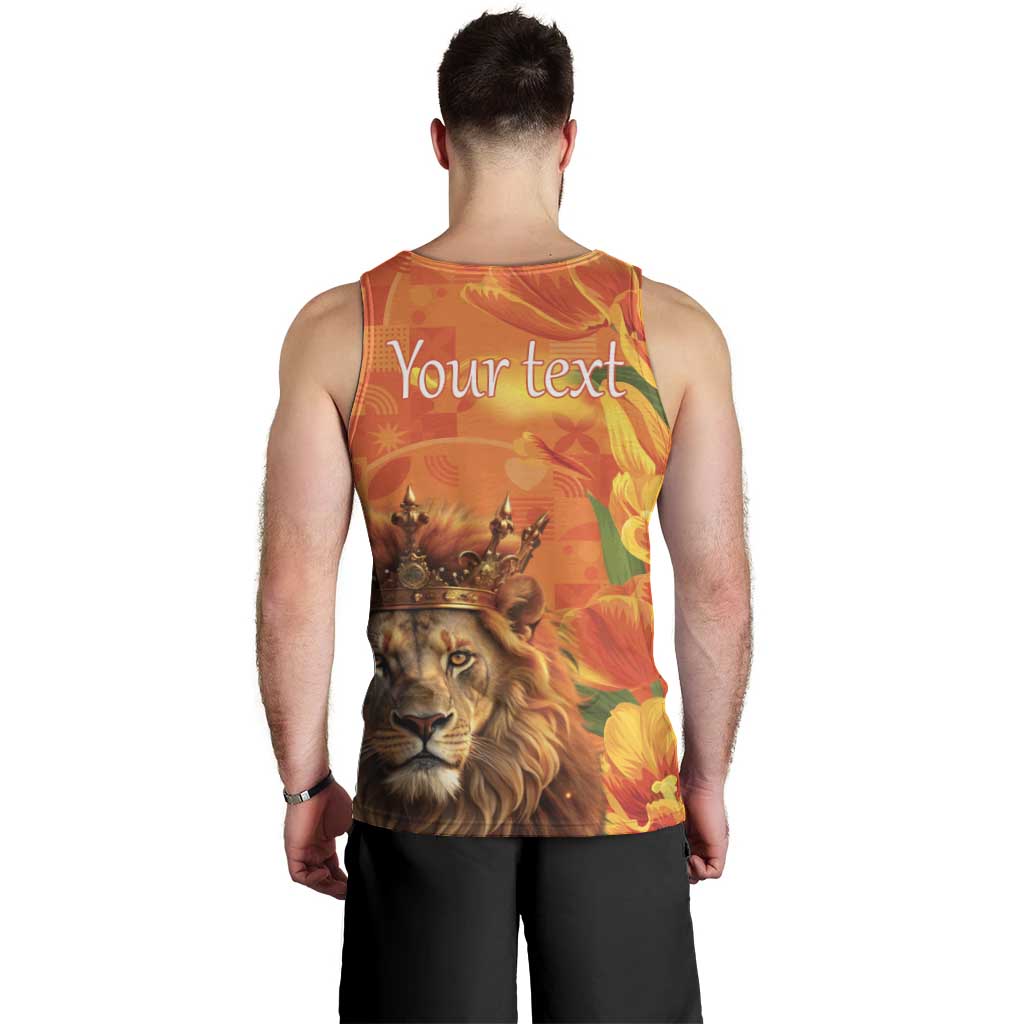 Personalized Netherlands Koningsdag Men Tank Top 27th April Lion with Orange Tulip