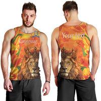 Personalized Netherlands Koningsdag Men Tank Top 27th April Lion with Orange Tulip