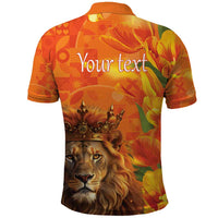 Personalized Netherlands Koningsdag Polo Shirt 27th April Lion with Orange Tulip