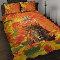 Personalized Netherlands Koningsdag Quilt Bed Set 27th April Lion with Orange Tulip