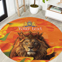 Personalized Netherlands Koningsdag Round Carpet 27th April Lion with Orange Tulip