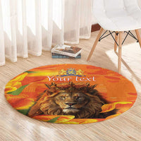 Personalized Netherlands Koningsdag Round Carpet 27th April Lion with Orange Tulip