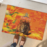 Personalized Netherlands Koningsdag Rubber Doormat 27th April Lion with Orange Tulip