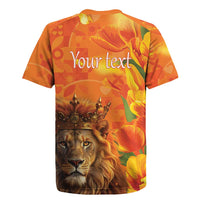Personalized Netherlands Koningsdag Rugby Jersey 27th April Lion with Orange Tulip