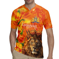 Personalized Netherlands Koningsdag Rugby Jersey 27th April Lion with Orange Tulip