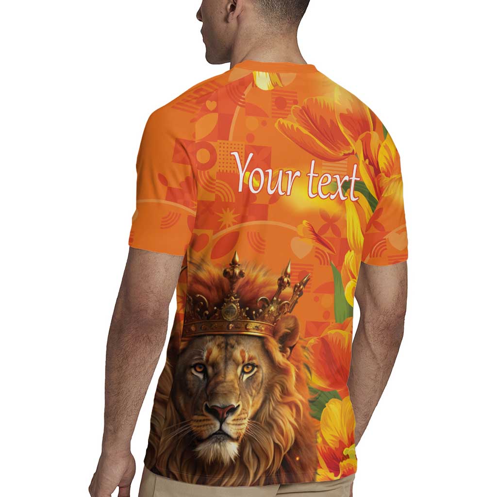 Personalized Netherlands Koningsdag Rugby Jersey 27th April Lion with Orange Tulip