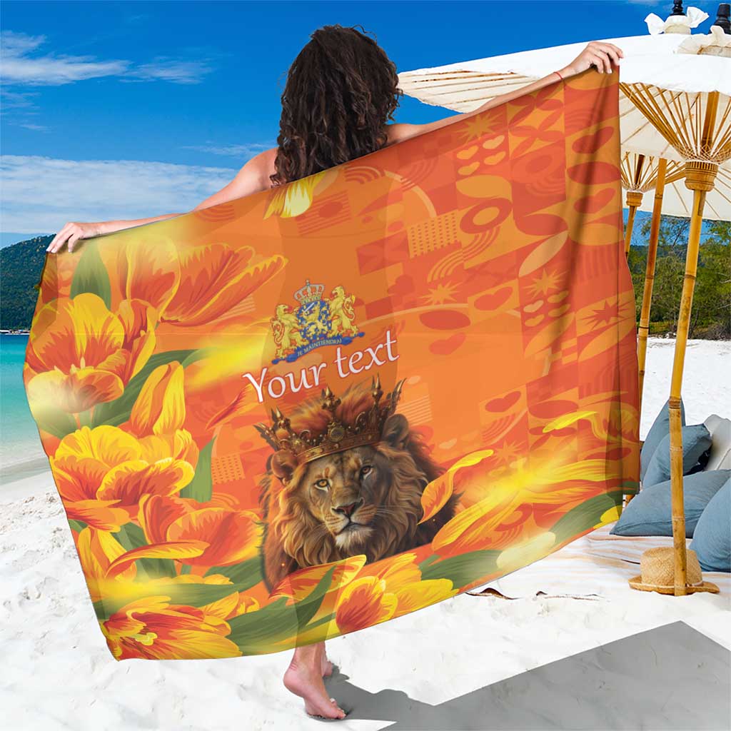 Personalized Netherlands Koningsdag Sarong 27th April Lion with Orange Tulip