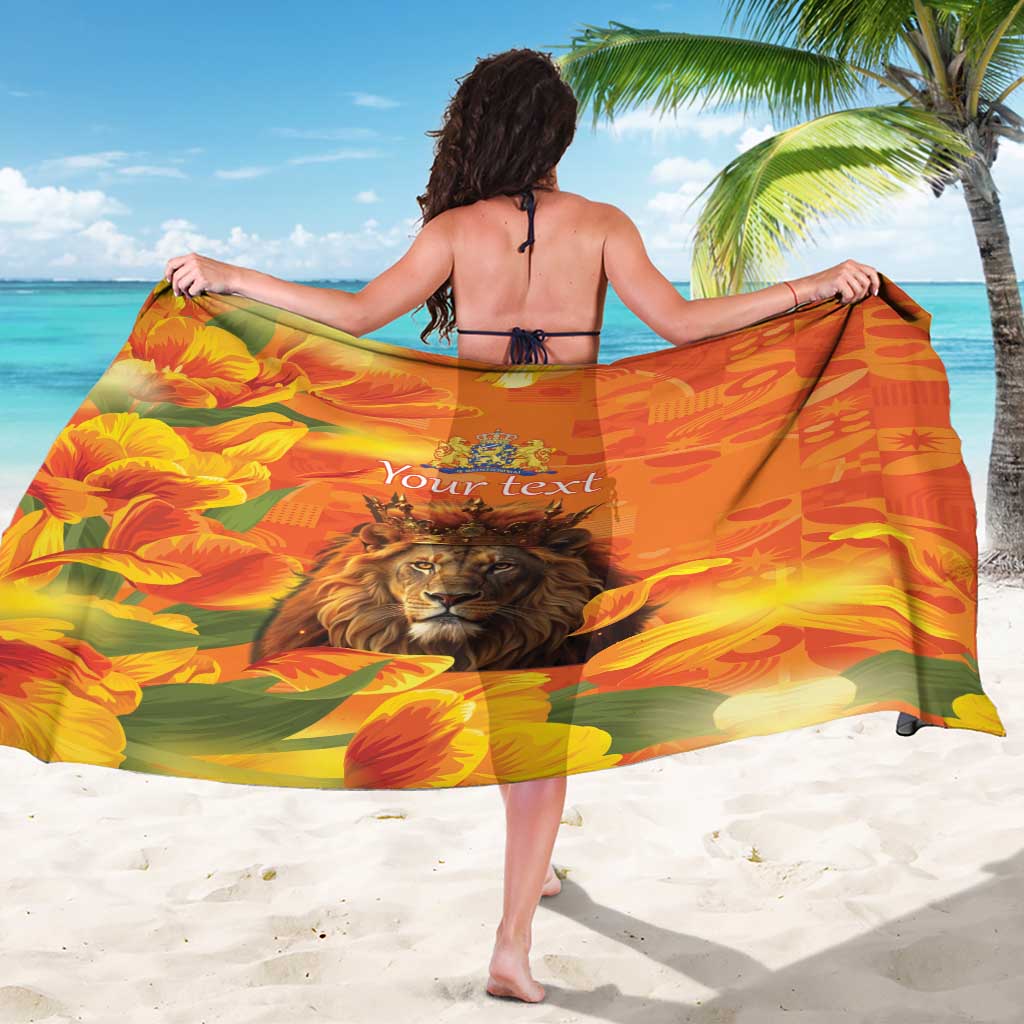 Personalized Netherlands Koningsdag Sarong 27th April Lion with Orange Tulip