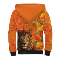 Personalized Netherlands Koningsdag Sherpa Hoodie 27th April Lion with Orange Tulip