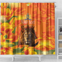 Personalized Netherlands Koningsdag Shower Curtain 27th April Lion with Orange Tulip
