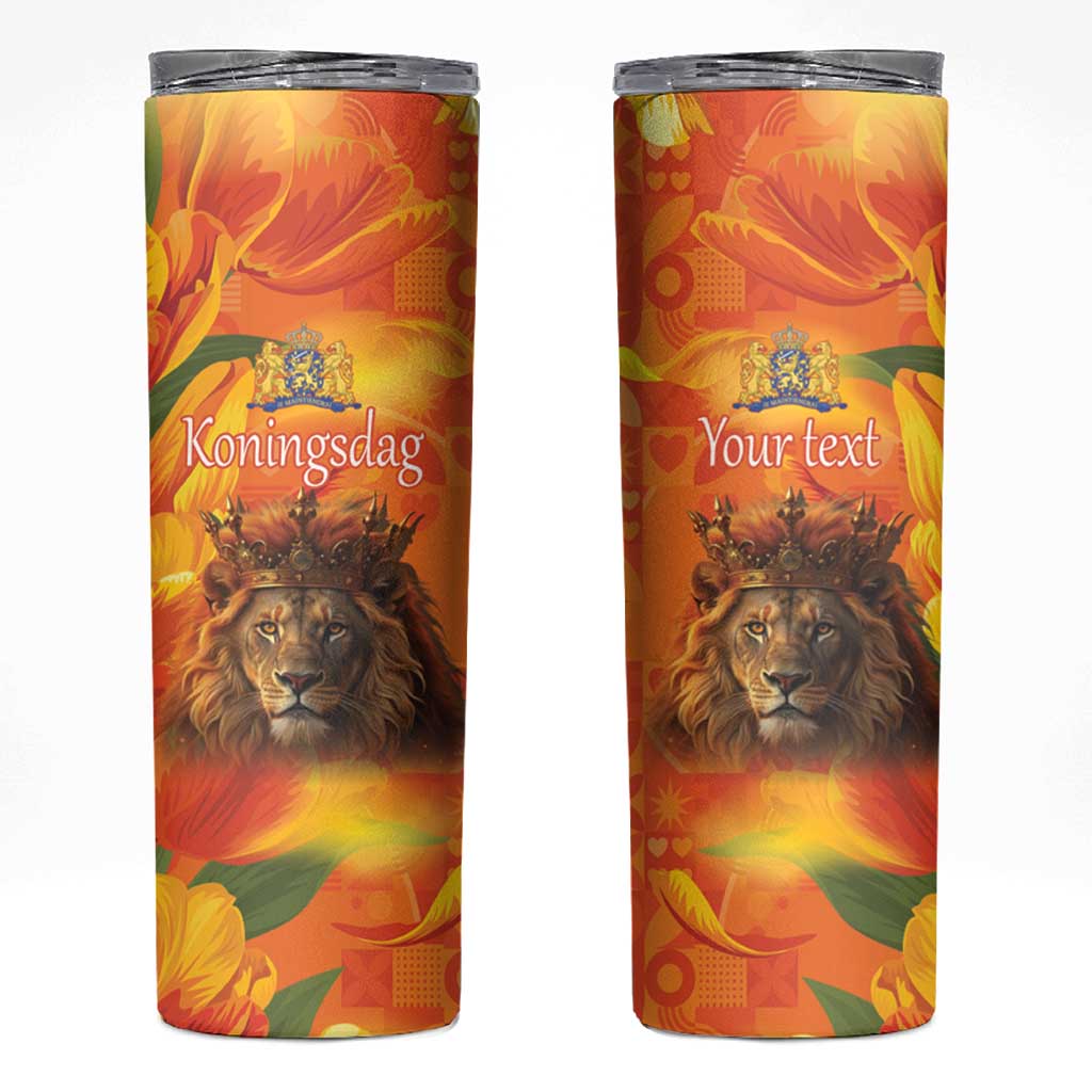 Personalized Netherlands Koningsdag Skinny Tumbler 27th April Lion with Orange Tulip
