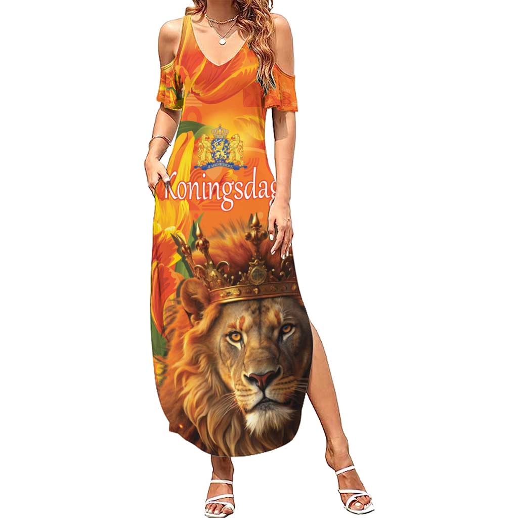 Personalized Netherlands Koningsdag Summer Maxi Dress 27th April Lion with Orange Tulip
