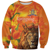 Personalized Netherlands Koningsdag Sweatshirt 27th April Lion with Orange Tulip
