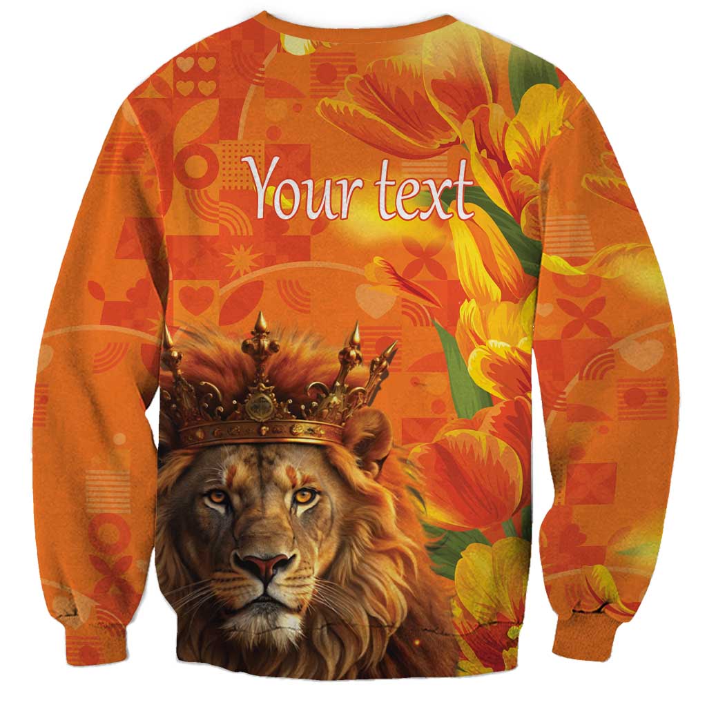 Personalized Netherlands Koningsdag Sweatshirt 27th April Lion with Orange Tulip