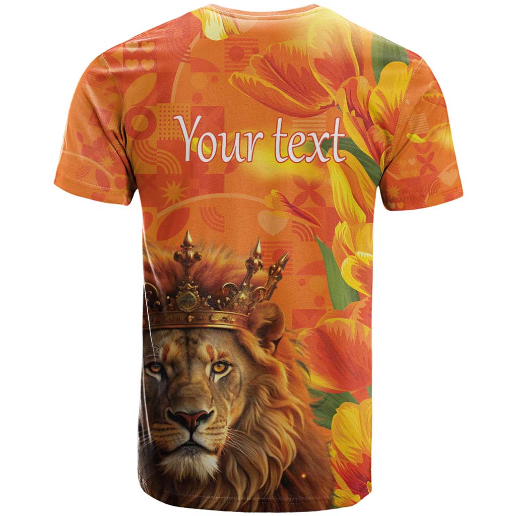 Personalized Netherlands Koningsdag T Shirt 27th April Lion with Orange Tulip