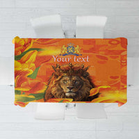 Personalized Netherlands Koningsdag Tablecloth 27th April Lion with Orange Tulip