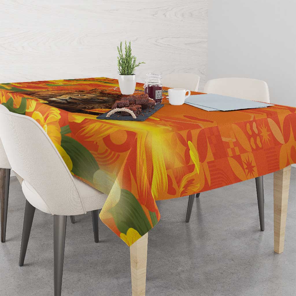 Personalized Netherlands Koningsdag Tablecloth 27th April Lion with Orange Tulip