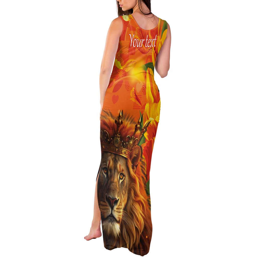 Personalized Netherlands Koningsdag Tank Maxi Dress 27th April Lion with Orange Tulip