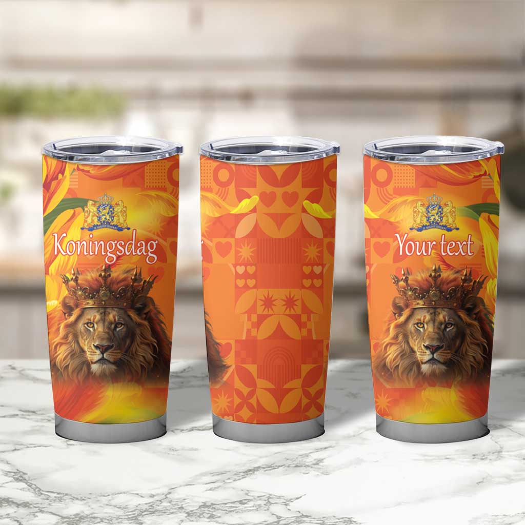 Personalized Netherlands Koningsdag Tumbler Cup 27th April Lion with Orange Tulip