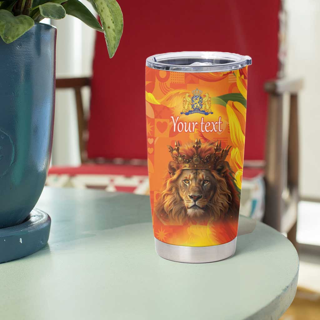 Personalized Netherlands Koningsdag Tumbler Cup 27th April Lion with Orange Tulip