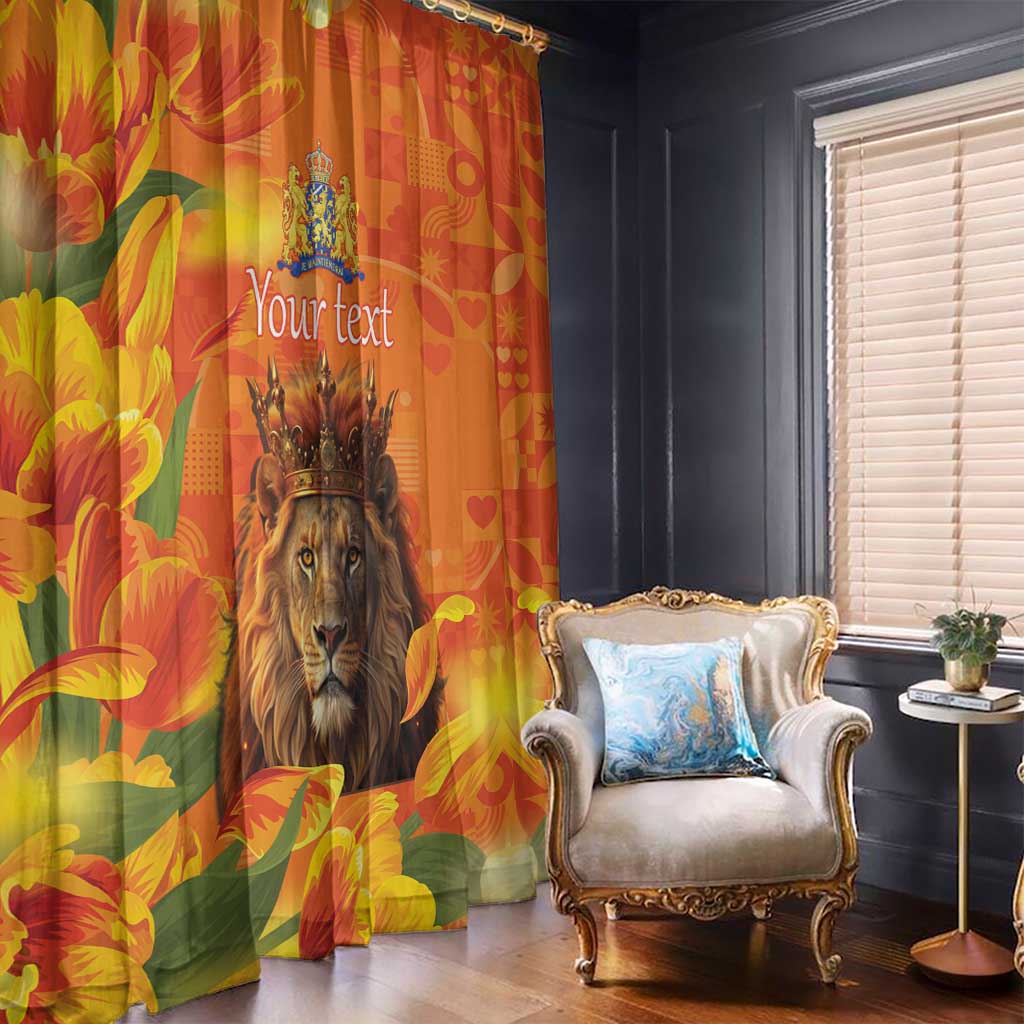 Personalized Netherlands Koningsdag Window Curtain 27th April Lion with Orange Tulip