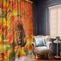 Personalized Netherlands Koningsdag Window Curtain 27th April Lion with Orange Tulip