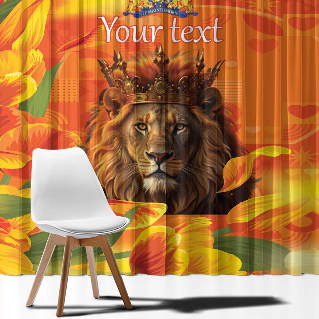Personalized Netherlands Koningsdag Window Curtain 27th April Lion with Orange Tulip