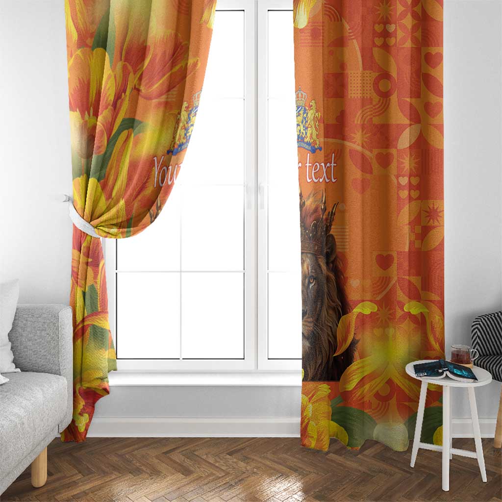 Personalized Netherlands Koningsdag Window Curtain 27th April Lion with Orange Tulip