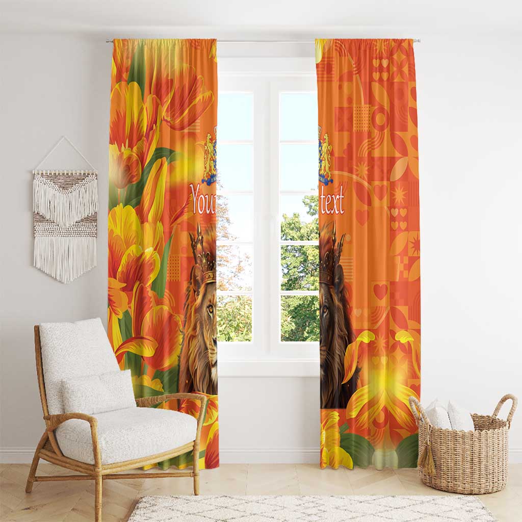 Personalized Netherlands Koningsdag Window Curtain 27th April Lion with Orange Tulip