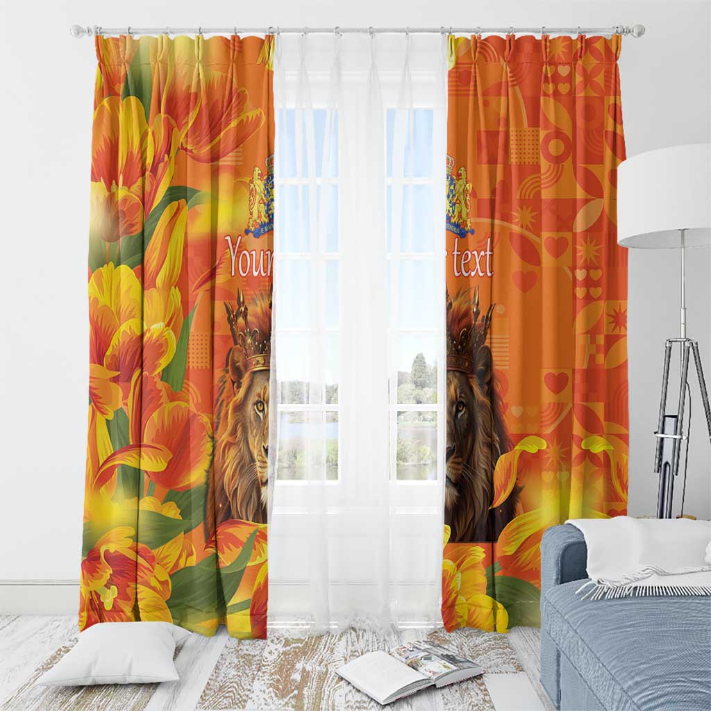 Personalized Netherlands Koningsdag Window Curtain 27th April Lion with Orange Tulip