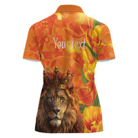 Personalized Netherlands Koningsdag Women Polo Shirt 27th April Lion with Orange Tulip