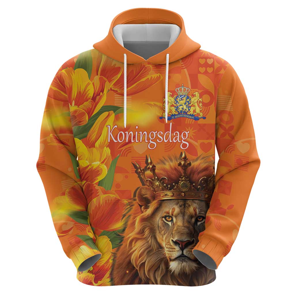 Personalized Netherlands Koningsdag Zip Hoodie 27th April Lion with Orange Tulip