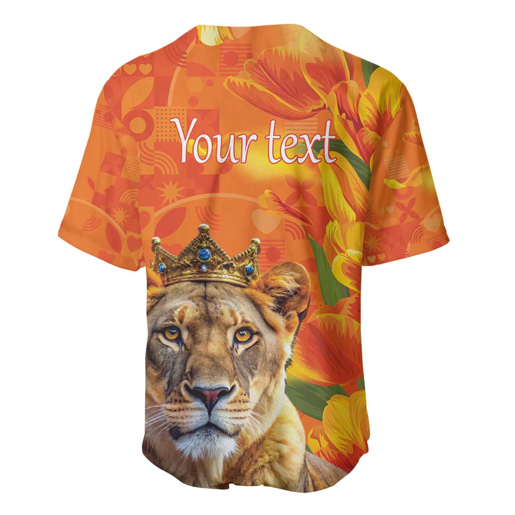 Personalized Netherlands Koninginnedag Baseball Jersey 30th April Lioness with Orange Tulip