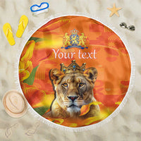 Personalized Netherlands Koninginnedag Beach Blanket 30th April Lioness with Orange Tulip