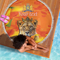 Personalized Netherlands Koninginnedag Beach Blanket 30th April Lioness with Orange Tulip
