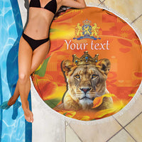 Personalized Netherlands Koninginnedag Beach Blanket 30th April Lioness with Orange Tulip