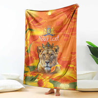 Personalized Netherlands Koninginnedag Blanket 30th April Lioness with Orange Tulip